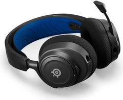 SteelSeries Arctis Nova 7P Wireless Multi-System Gaming and Mobile Headset featuring the Nova Acoustic System, dual 2.4GHz and Bluetooth connectivity, up to 38 hours of battery life, ClearCast Gen2 microphone, compatible with PlayStation and PC, in black.