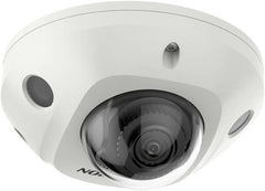 Hikvision 4MP AcuSense motorized varifocal dome network camera with a 2.8–12mm lens, H.265+ compression, up to 40m IR range, RJ45 Ethernet, day/night/auto/schedule modes, and IP67/IK10 protection (white).