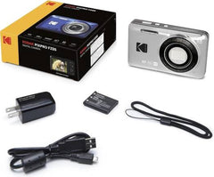 Kodak PIXPRO FZ45 digital camera in white, with a 16.35MP sensor, 4× optical zoom, 2.7-inch LCD, wide shooting modes, face and pet detection, and digital image stabilization.