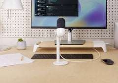 Elgato Wave Neo – condenser microphone with a cardioid pickup pattern, tap-to-mute functionality, designed for gaming, streaming, meetings, and voice recording, compatible with laptops, PCs, Macs, iPads, and iPhones.