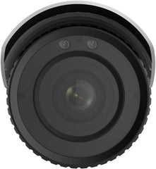 Hikvision 2MP WDR varifocal bullet network camera with a 2.8–12mm motorized lens, H.265+ compression, up to 60m IR range, RJ45 Ethernet, and IP67-rated water and dust resistance (white).