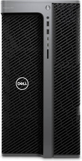 Dell Precision 7960 Tower workstation featuring an Intel Xeon W9-3475X processor, 256GB RAM, a 2TB SSD paired with a 4TB HDD, NVIDIA RTX 5000 Ada 32GB graphics, wired KB216 ENG-ARB keyboard with MS116 mouse, Windows 11 Pro, in black.