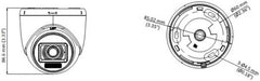 Hikvision 2MP Dual-Light Fixed Turret Camera with built-in microphone, featuring a 2.8 mm fixed lens, up to 20 m infrared illumination, audio transmission over coaxial cable, four switchable signal modes, digital WDR, and a white housing.