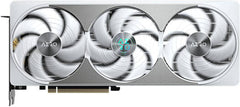 GIGABYTE GeForce RTX 5080 AERO OC SFF Graphics Card with 16GB GDDR7 (256-bit), a 2730 MHz boost clock, 30 Gbps memory speed, PCIe 5.0 support, finished in white.