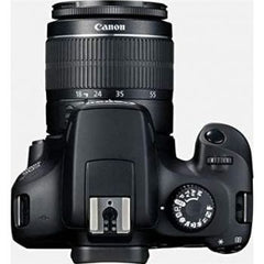 Canon EOS 4000D DSLR Camera Bundle featuring an EF-S 18–55mm f/3.5–5.6 III lens, 18-megapixel sensor, built-in Wi-Fi, in black.