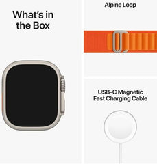 Apple Watch Ultra with GPS + Cellular, 49mm titanium case, orange Alpine Loop (Small), customizable Action Button, and up to 36 hours of battery life
