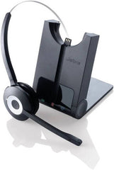 Jabra PRO 930 UC Mono Wireless On-Ear Headset featuring HD voice quality, a noise-cancelling microphone, up to 8 hours of battery life, and wireless range of up to 120 meters. Includes a mini-USB interface, 1.5-meter cable, and comes in black.