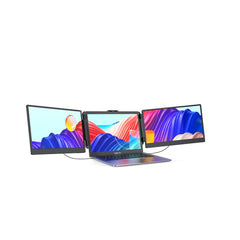 LED Portable Triple 14" V2COM Laptop Screen Extender – Dual Extra Screens for Workstation, Gaming, Multitasking, Productivity, USB Powered, Ultra-Slim, Lightweight, Easy Setup