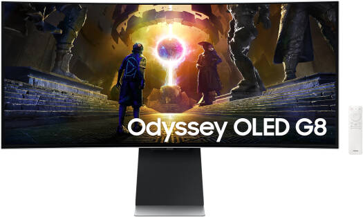 SAMSUNG G855D Odyssey G8 34" OLED Smart Gaming Monitor, UWQHD, 175Hz, 0.03ms (GtG), AMD FreeSync Premium Pro & G-Sync, Silver | LS34DG852SMXUE