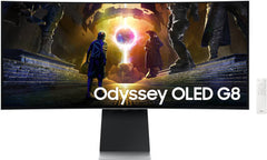 SAMSUNG G855D Odyssey G8 34" OLED Smart Gaming Monitor, UWQHD, 175Hz, 0.03ms (GtG), AMD FreeSync Premium Pro & G-Sync, Silver | LS34DG852SMXUE