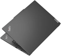 Lenovo ThinkPad E14 Gen 5 Laptop featuring a 14" WUXGA IPS display, Intel Core i7-13700H processor, 16GB RAM, 512GB SSD, Intel Iris Xe Graphics, English (EU) keyboard, FreeDOS, in Graphite Black. Model: 21JK00DAGQ.