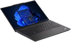 Lenovo ThinkPad E14 Gen 5 Laptop featuring a 14" WUXGA IPS display, Intel Core i7-13700H processor, 16GB RAM, 512GB SSD, Intel Iris Xe Graphics, English (EU) keyboard, FreeDOS, in Graphite Black. Model: 21JK00DAGQ.