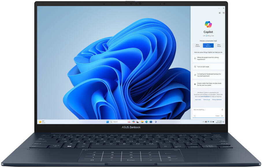 ASUS Zenbook 14 OLED UX3405 laptop – 14" 3K OLED touch display with 120Hz refresh rate, Intel Core Ultra 9 285H processor, 32GB RAM, 1TB SSD, integrated Intel Arc graphics, English-Arabic keyboard, Windows 11, Ponder Blue | Model: UX3405CA-PZ060W